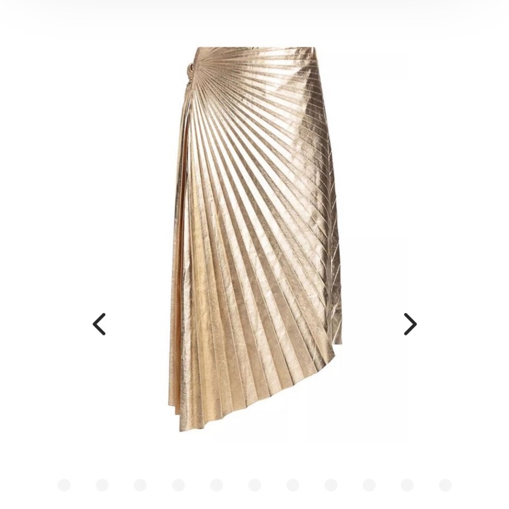 A.L.C. Gold Pleated Midi Skirt